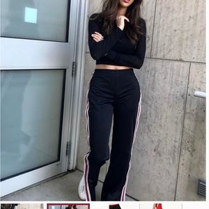 TNA Navy Blue Track Pants With Racing Stripe